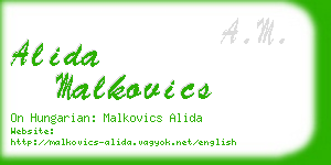 alida malkovics business card